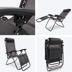 LifeGoods Opvouwbare Tuinstoelen - Verstelbaar Zonnescherm - 2 Stuks - 30°-90° Verstelbaar - Metaal - Zwart -Tuin En Buiten 1200x1200 84