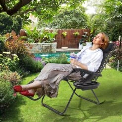 LifeGoods Opvouwbare Tuinstoelen - Verstelbaar Zonnescherm - 2 Stuks - 30°-90° Verstelbaar - Metaal - Zwart -Tuin En Buiten 1200x1200 85