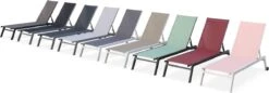 ELSA - Set Van 2 Ligstoelen Van Aluminium En Textileen, Ligbed Multipositioneel Met Wieltjes, Kleur Wit/grijs -Tuin En Buiten 1200x418