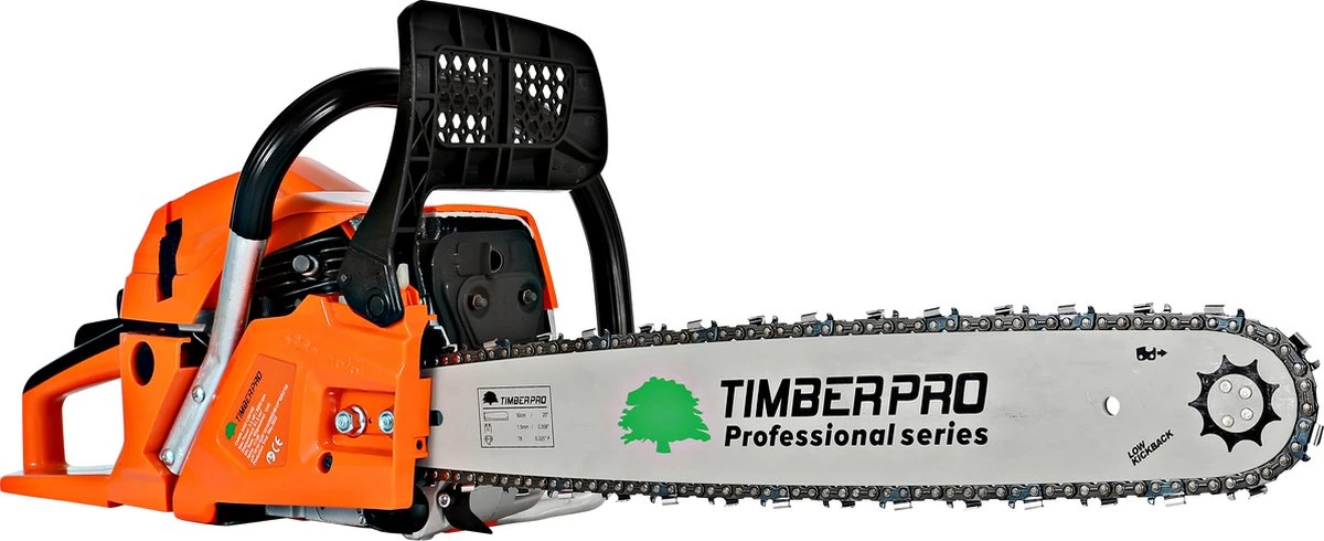TIMBERPRO - Kettingzaag – Benzine - 62 Cc - Zwaardlengte 50 Cm - Transportzak - 2e Ketting 2 TIMBERPRO - Kettingzaag – Benzine - 62 Cc - Zwaardlengte 50 Cm - Transportzak - 2e Ketting - Afbeelding 2