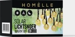 Homèlle Solar Lichtsnoer - 20 LED - 3 + 2 Meter - Warm-wit - ø2cm - Tuinverlichting Op Zonne-energie - Kerstverlichting - Buitenverlichting - Lichtslinger - Lampjes Slinger - Cristal -Tuin En Buiten 1200x593