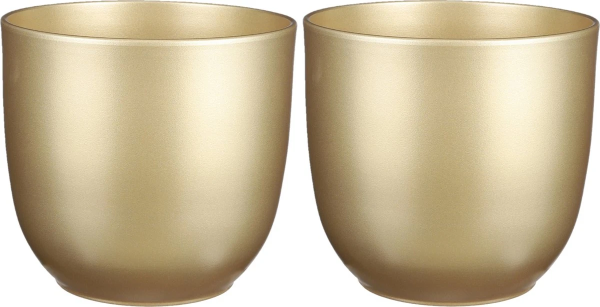 Mica Decorations Tusca Bloempot - H23 X Ø25 Cm - Goud 2 Mica Decorations Tusca Bloempot - H23 X Ø25 Cm - Goud - Afbeelding 2