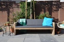Wood4you - Tuinbank - Ameland - 'Doe Het Zelf' Bouwpakket Steigerhout 152Lx72Hx57D Cm - Incl Kussen -Tuin En Buiten 1200x794