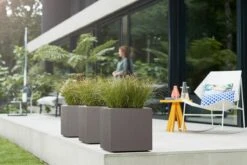 Elho Vivo Structure Finish Vierkant 40 - Plantenbak Voor Binnen & Buiten - Ø 39 X H 41 - Grijs/Warm Grijs -Tuin En Buiten 1200x800 172