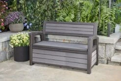 Keter - Hudson Bench Box - 2-zits Bank - Opbergbox - Hout Look & Feel - 227L - 138x63x89cm - Antraciet 21 Keter - Hudson Bench Box - 2-zits Bank - Opbergbox - Hout Look & Feel - 227L - 138x63x89cm - Antraciet -Tuin En Buiten 1200x800 58