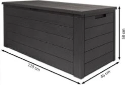 Merkloos Woody Tuin Opbergbox - 324 Liter 45x120x60 Cm - Tuinkussenbox - Antraciet/bruin -Tuin En Buiten 1200x823 1