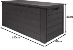 Merkloos Woody Tuin Opbergbox - 324 Liter 45x120x60 Cm - Tuinkussenbox - Antraciet/bruin -Tuin En Buiten 1200x826 2
