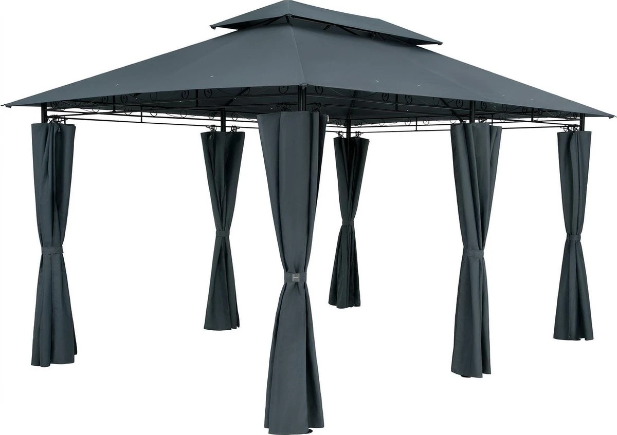 Casaria Paviljoen Topas 3x4m - UV-bescherming 50+ - Antraciet 1 Casaria Paviljoen Topas 3x4m - UV-bescherming 50+ - Antraciet