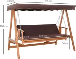 Outsunny Hollywoodschommel Hout Tuinschommel Schommelbank Ligfunctie 3 Personen 84A-185 -Tuin En Buiten 1200x936