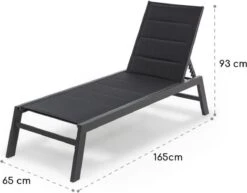 Blumfeldt Renazzo Lounge Ligstoel - Ligbed Voor De Tuin - Aluminium Tuinstoel - 6 Standen - Waterafstotend - Bekleding Van 70 % Pvc En 30 % Polyetheen - Zwart -Tuin En Buiten 1200x940