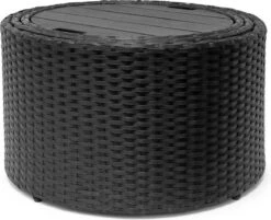 Casaria Polyrattan Zonne-Eiland Ø185cm – Incl. Kussens - Zwart Crème -Tuin En Buiten 1200x976