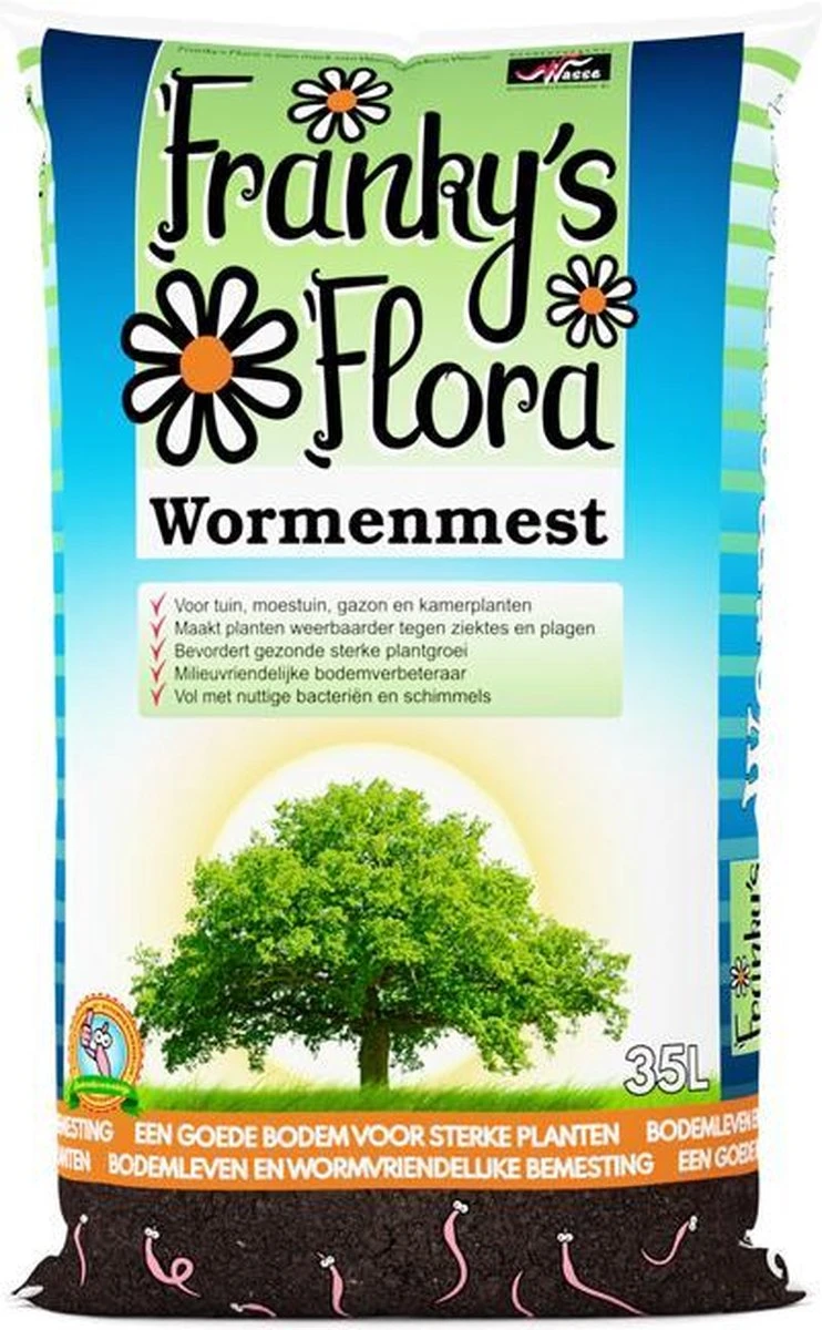 Frankys Flora - Wormenmest - 35 Liter - Humus - Compost - Bodemverbetering 1 Frankys Flora - Wormenmest - 35 Liter - Humus - Compost - Bodemverbetering