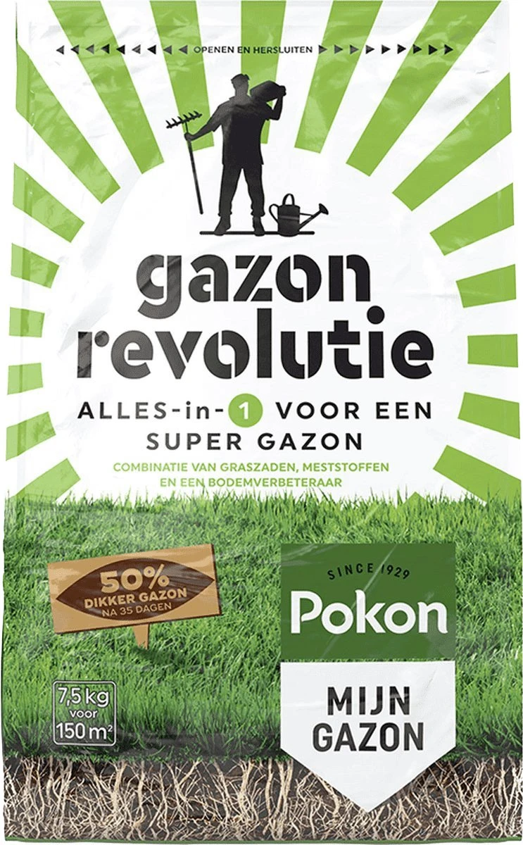 Pokon Gazon Revolutie - 7,5kg - Gazonmest / Graszaad / Bodemverbeteraar - Geschikt Voor 150m² - Binnen 15 Dagen Resultaat 6 Pokon Gazon Revolutie - 7,5kg - Gazonmest / Graszaad / Bodemverbeteraar - Geschikt Voor 150m² - Binnen 15 Dagen Resultaat - Afbeelding 6