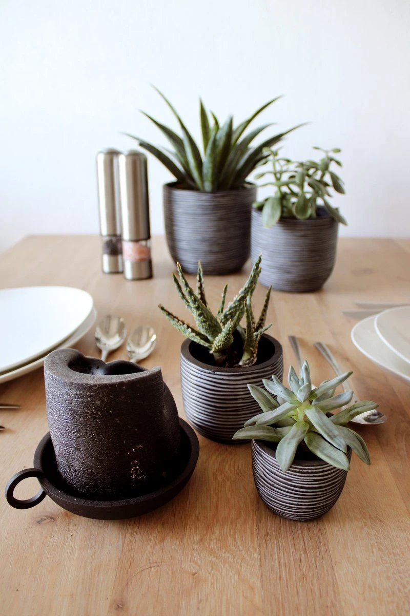 Capi Europe - Set Van 4 - Bloempot Binnen - Rib Antraciet 4 Capi Europe - Set Van 4 - Bloempot Binnen - Rib Antraciet - Afbeelding 4