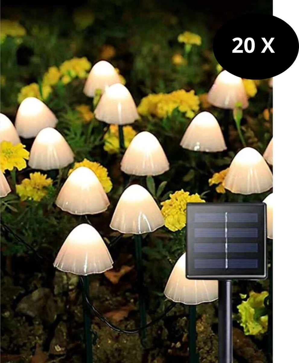 Cynergie - Tuinverlichting Op Zonneenergie - 20 X Led Lampen - Solar Lampjes Met Paddenstoelen - Kerstverlichting Buiten 1 Cynergie - Tuinverlichting Op Zonneenergie - 20 X Led Lampen - Solar Lampjes Met Paddenstoelen - Kerstverlichting Buiten